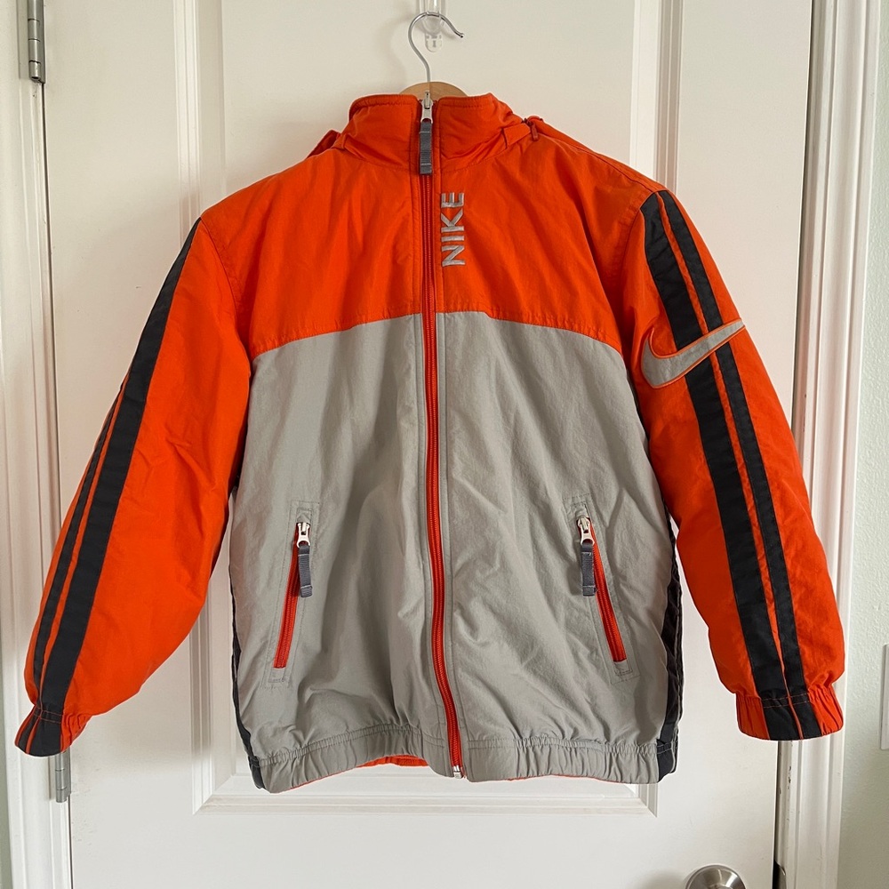Nike Kids Orange and Gray Jacket reversible fleece